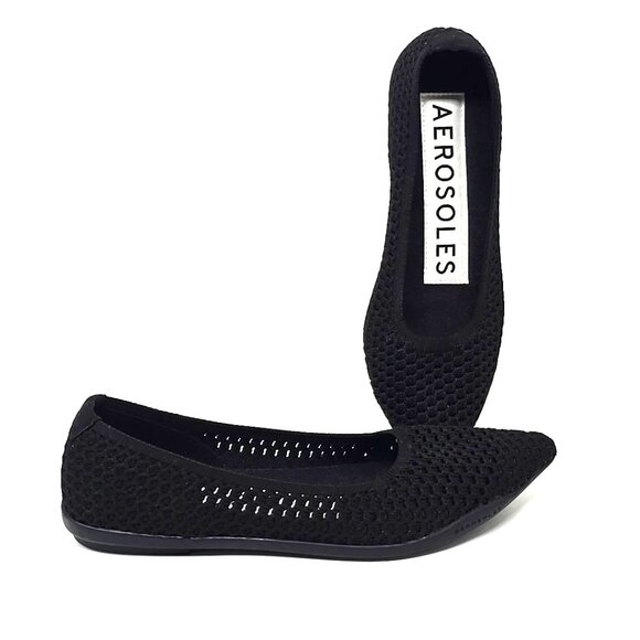 Aerosoles Dame Black Knit Fabric Slip on Flats Women's Size 8M - Picture 1 of 12